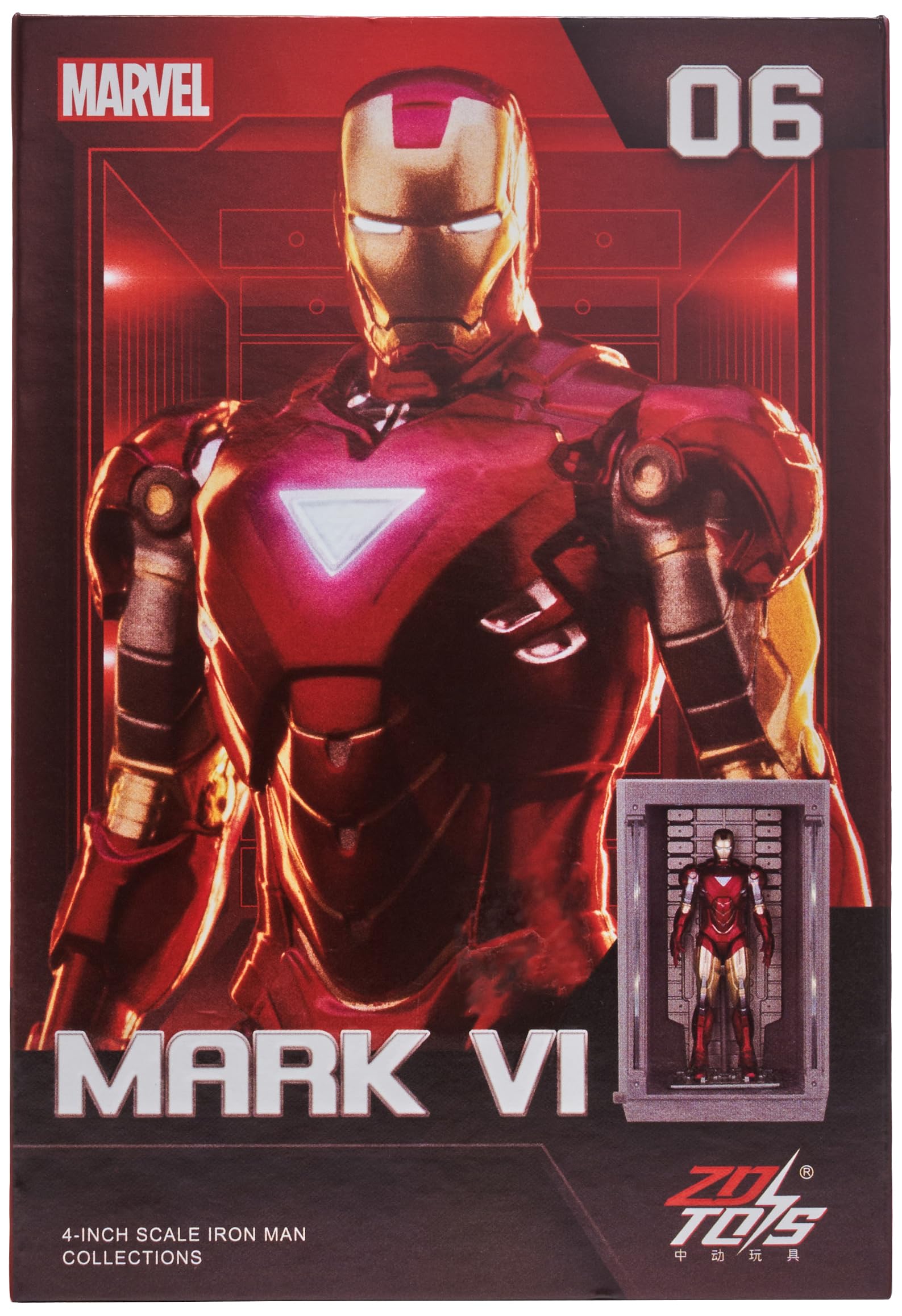 ZD TOY 4-INCH IRON MAN WITH HALL OF AMOR SET MK6 (1922-06